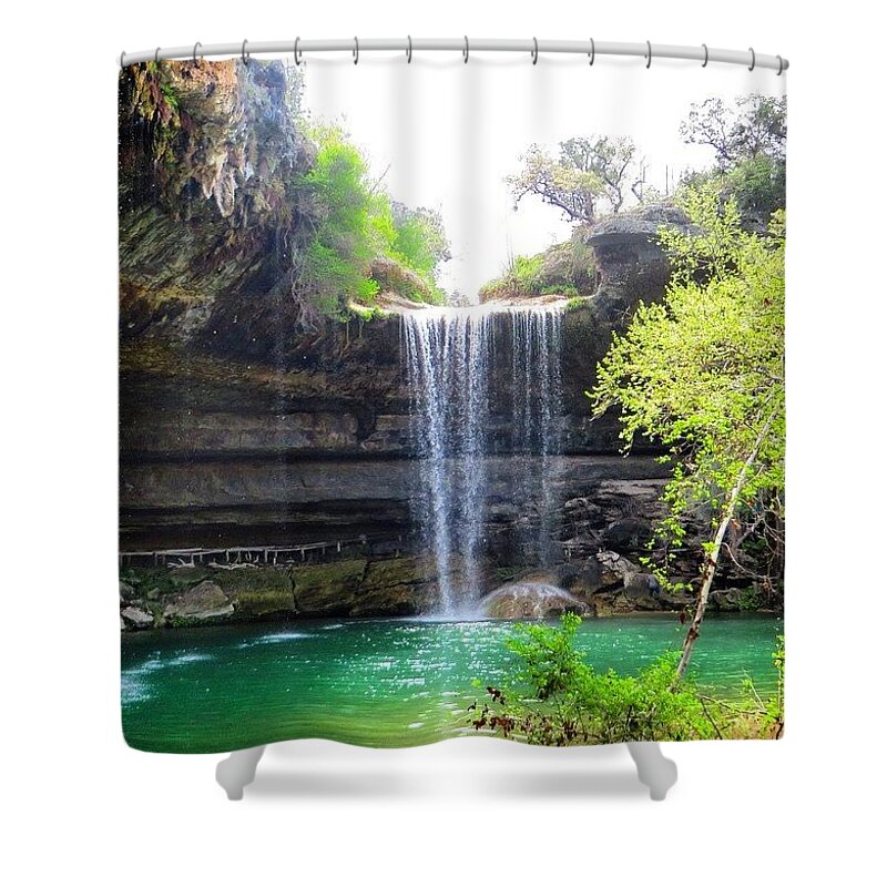 Keepaustinweird Shower Curtain featuring the photograph Spent The Day At Hamilton Pool. Yes #1 by Austin Tuxedo Cat
