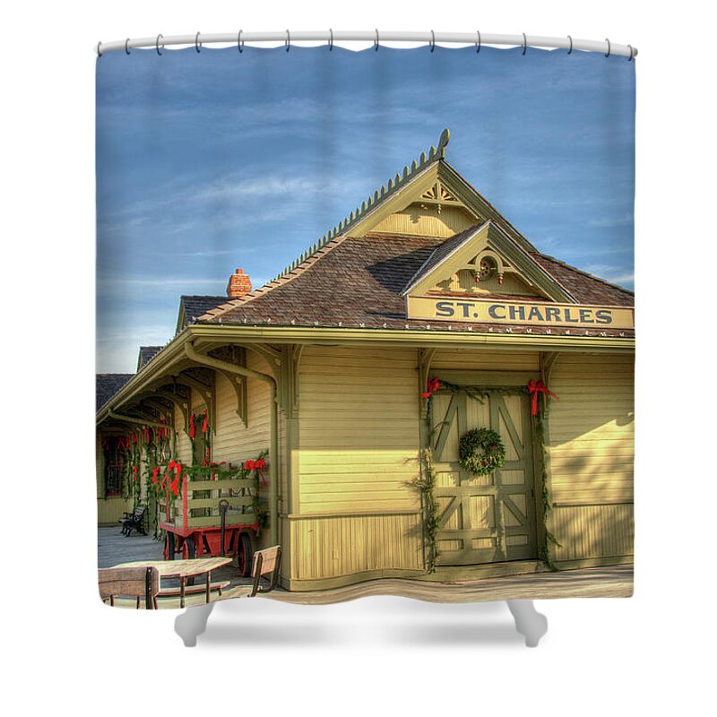 Depot Shower Curtain featuring the photograph St. Charles Depot 3 by Steve Stuller