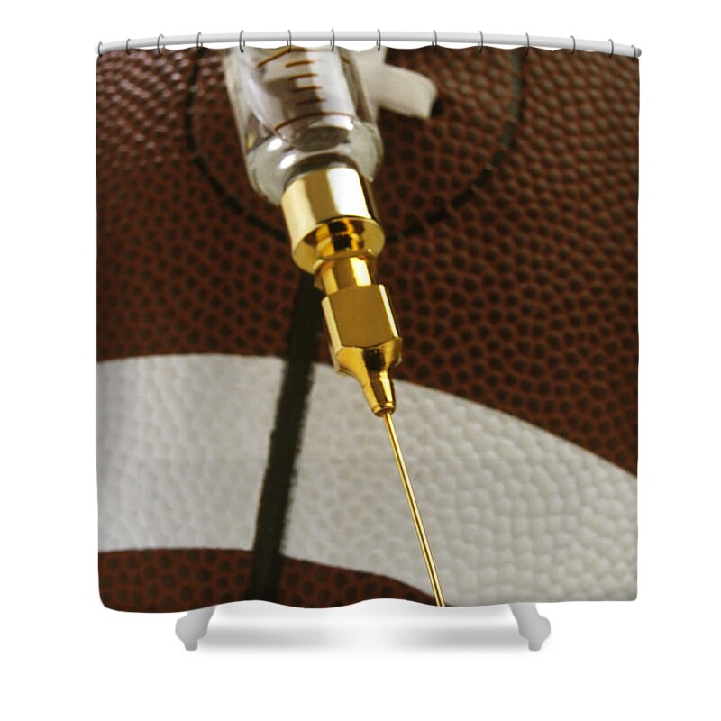 Steriods Shower Curtain featuring the photograph Steroid Use In Football #1 by George Mattei