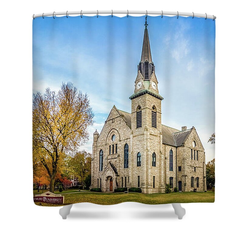 Stone Shower Curtain featuring the photograph Stone Chapel Fall #1 by Allin Sorenson
