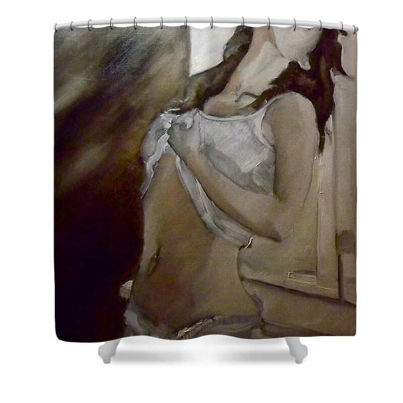 Portrait Shower Curtain featuring the painting Stretch #2 by James Henderson