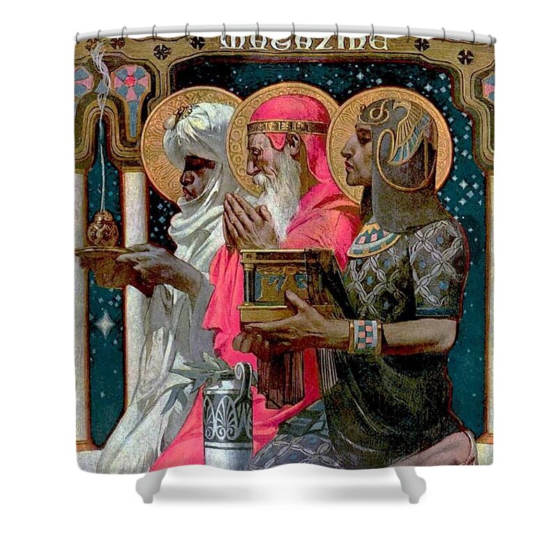 Joseph Christian Leyendecker Shower Curtain featuring the painting Success Magazine Christmas by MotionAge Designs