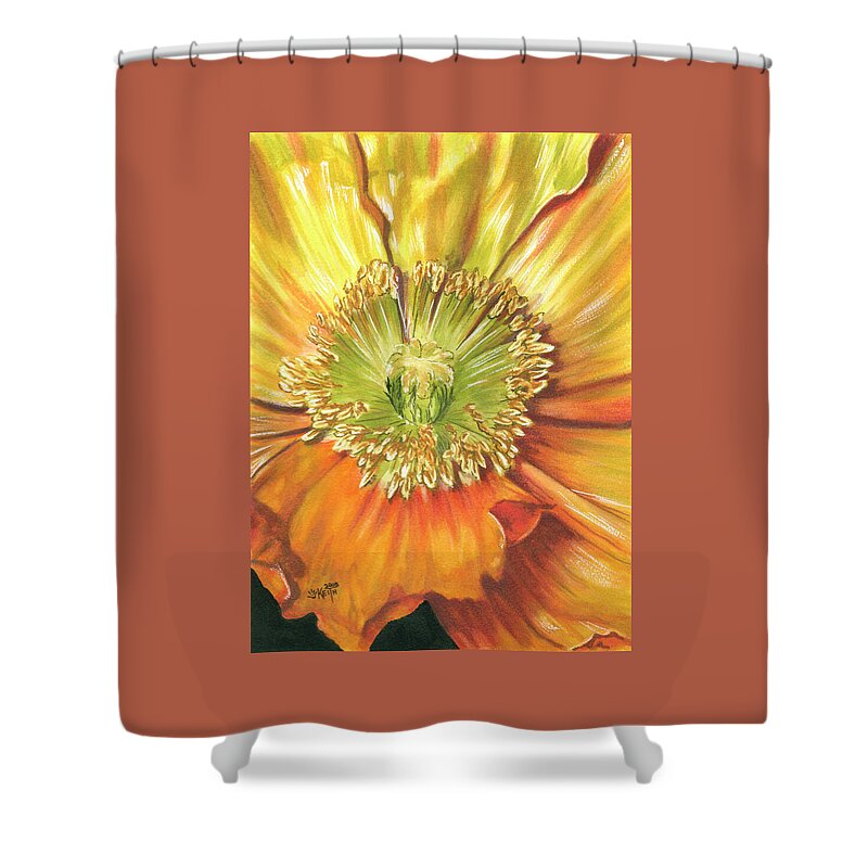 Gerbera Shower Curtain featuring the painting Sunburst by Barbara Keith