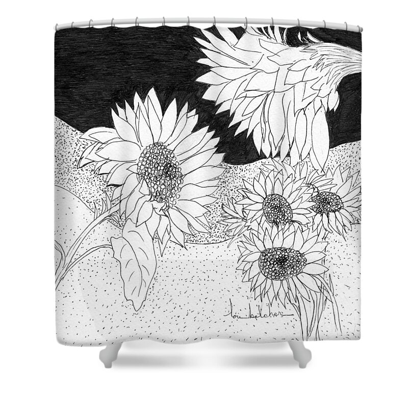 Sunflowers Shower Curtain featuring the painting Sunflowers #1 by Lou Belcher