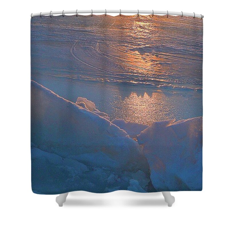 Abstract Shower Curtain featuring the digital art Sunlight On The Ice Two #1 by Lyle Crump