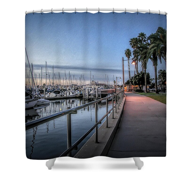 Sunrise Shower Curtain featuring the photograph Sunrise Over Santa Barbara Marina by Tom Mc Nemar
