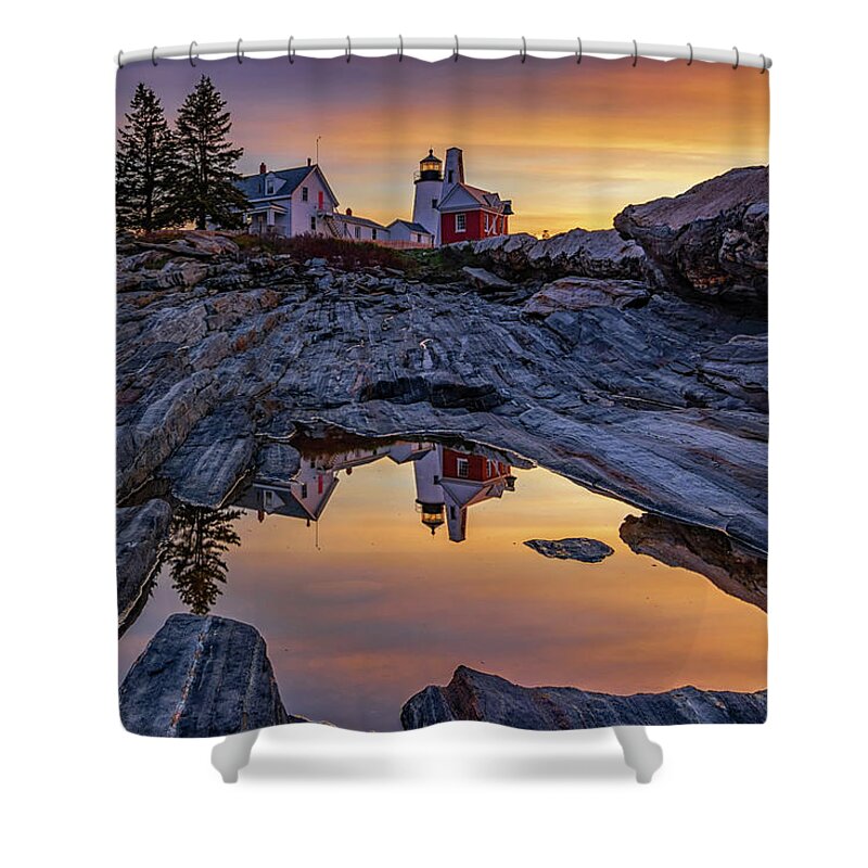 Pemaquid Point Lighthouse Shower Curtain featuring the photograph Sunrise at Pemaquid Point II by Kristen Wilkinson