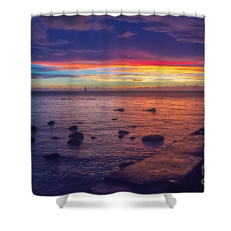 Sunset Shower Curtain featuring the photograph Sunset at Mauritius by Amanda Mohler
