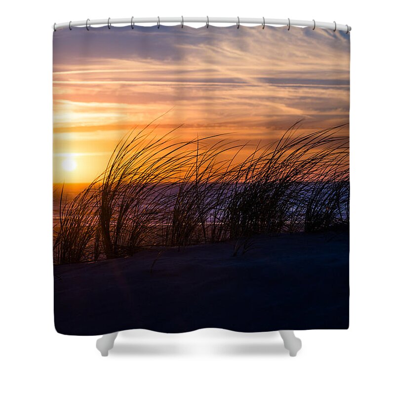 De Putten Shower Curtain featuring the photograph sunset at the North Sea #1 by Hannes Cmarits