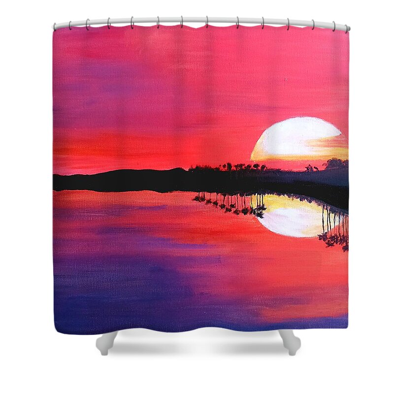 Sunset Shower Curtain featuring the painting Sunset #1 by Faashie Sha
