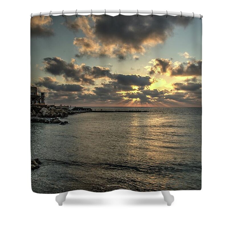 Ancient Shower Curtain featuring the photograph Sunset over the Mediterranean #1 by Dimitry Papkov