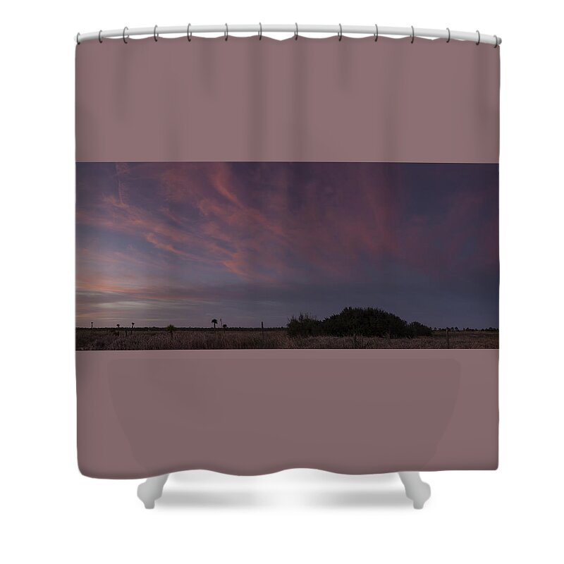 Panorama Shower Curtain featuring the photograph Sunset over the wetlands #1 by David Watkins