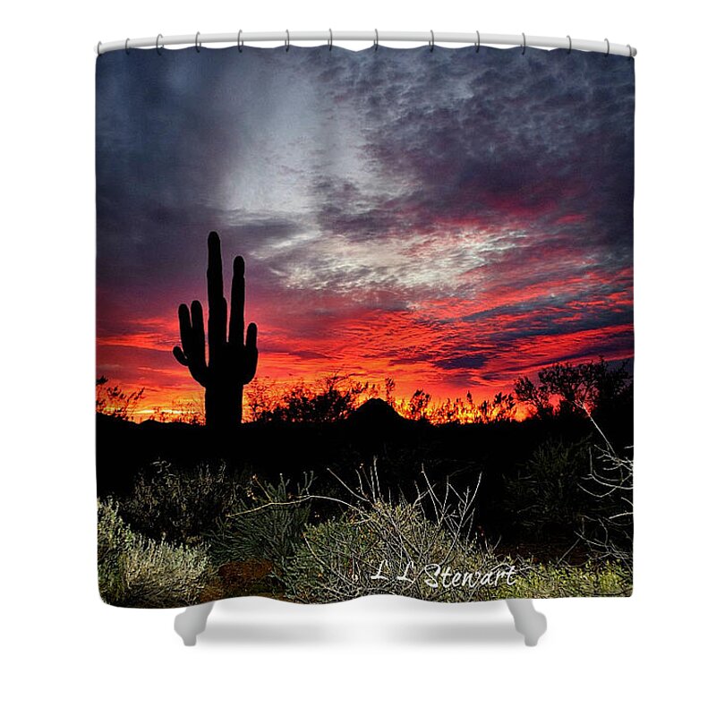 Arizona Shower Curtain featuring the photograph Sunset with Rain Clouds #1 by L L Stewart