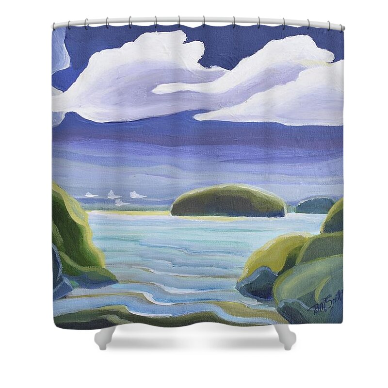 Group Of Seven Shower Curtain featuring the painting Swans by Barbel Smith