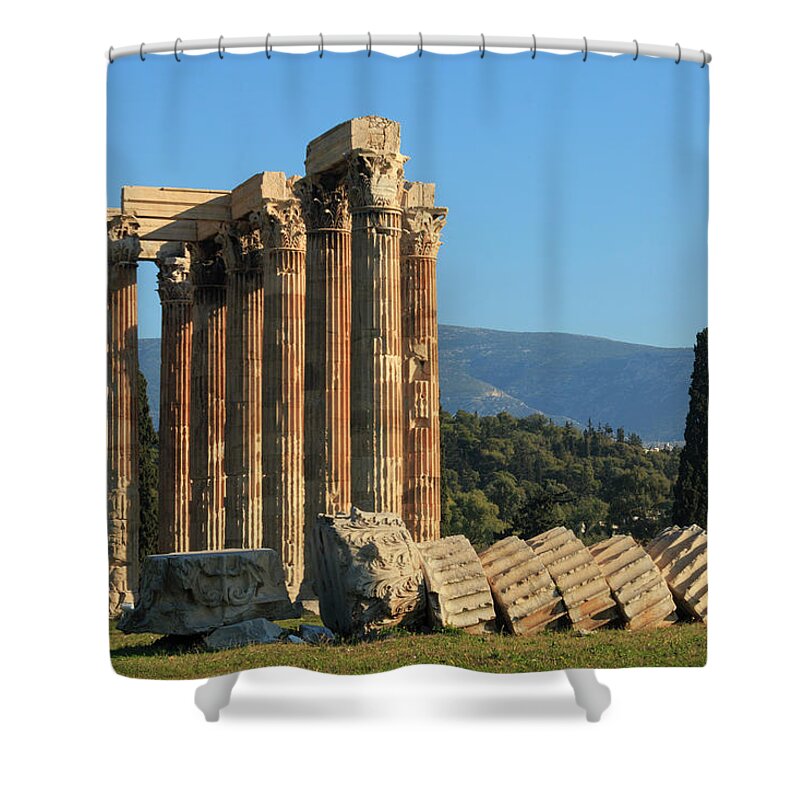Fallen Shower Curtain featuring the photograph Temple of Zeus #1 by Travis Rogers