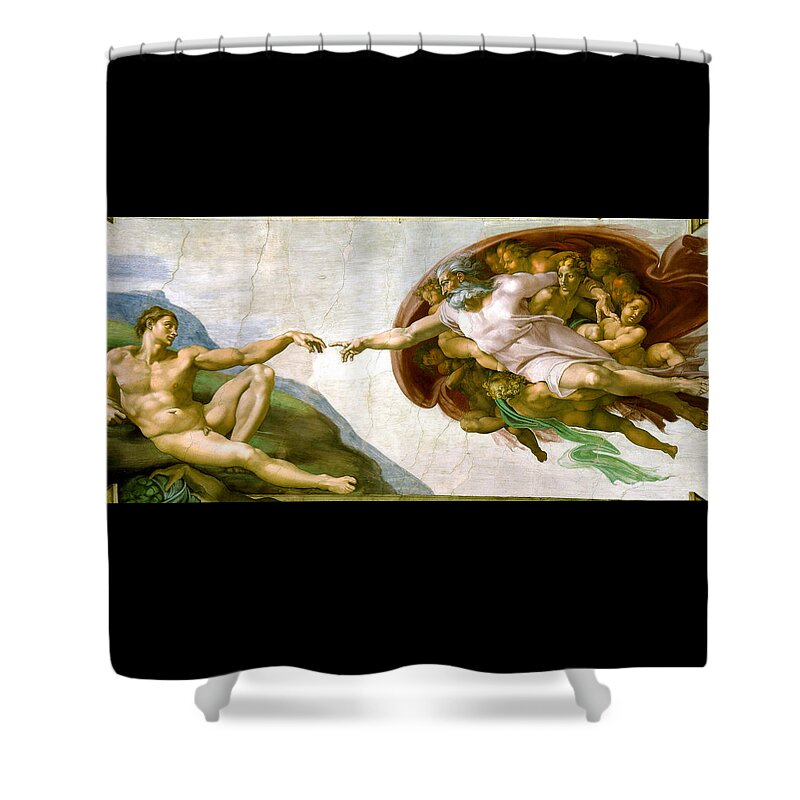 Michelangelo Shower Curtain featuring the painting The Creation Of Adam by Michelangelo