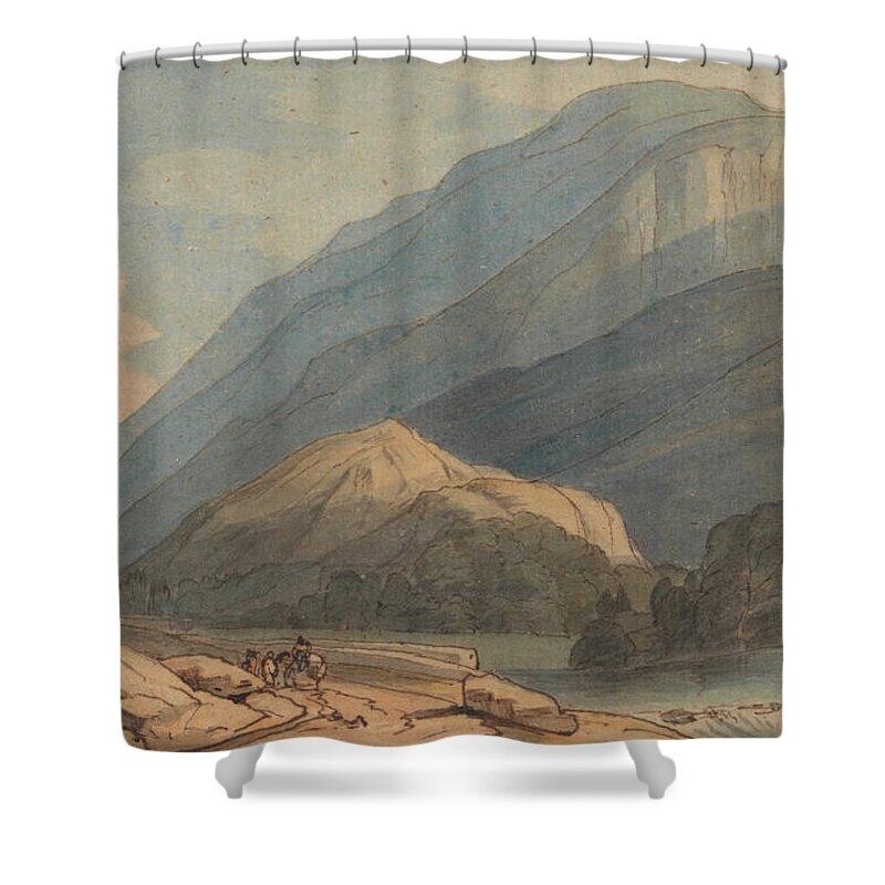 Francis Towne - The Entrance Into Borrowdale Shower Curtain featuring the painting The Entrance into Borrowdale by MotionAge Designs