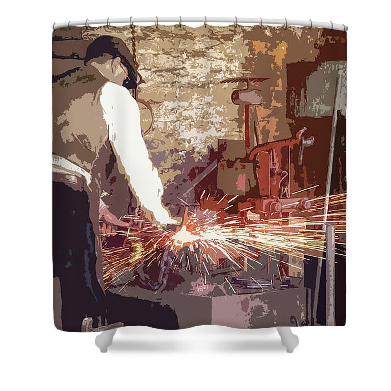 Forge Shower Curtain featuring the digital art The Forge #2 by Catchavista
