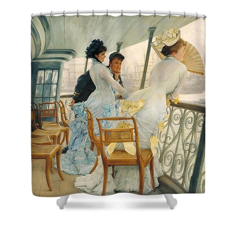 James Tissot Shower Curtain featuring the painting The Gallery of HMS Calcutta #1 by James Tissot