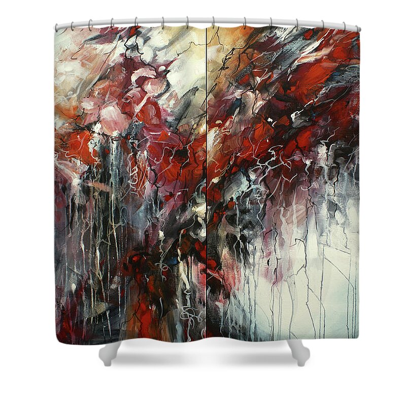 Abstract Shower Curtain featuring the painting The Heart of Chaos by Michael Lang