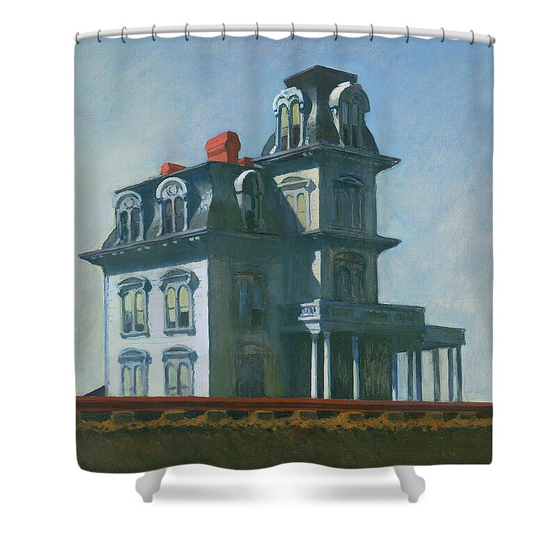 The House By The Railroad By Edward Hopper 1925 Shower Curtain featuring the painting The House by the Railroad #1 by Celestial Images