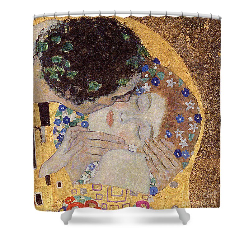 Klimt Shower Curtain featuring the painting The Kiss by Gustav Klimt