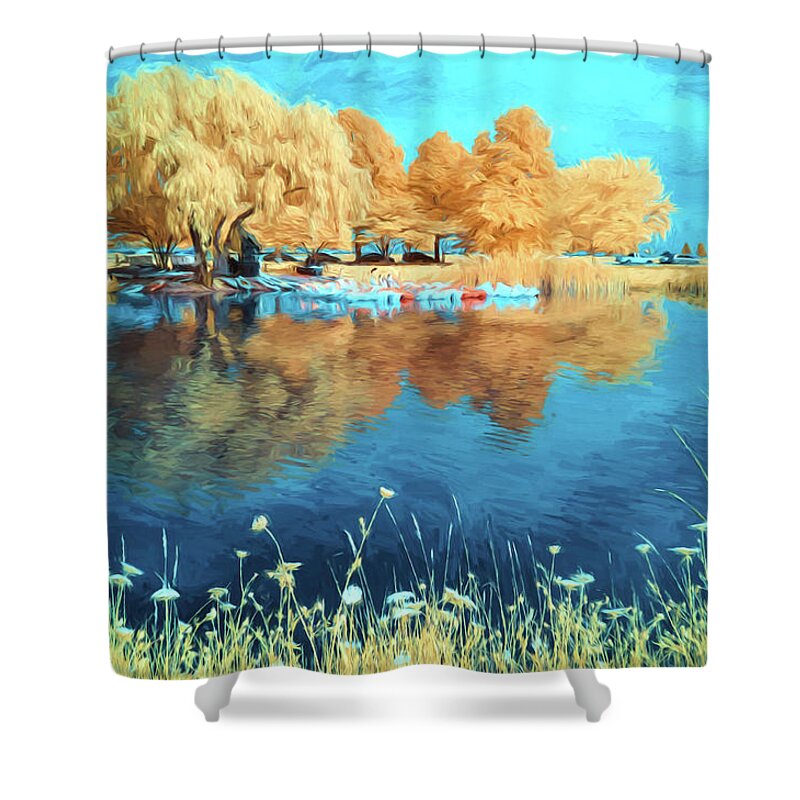 Painterly Shower Curtain featuring the photograph The Lagoon - 1 by John Roach