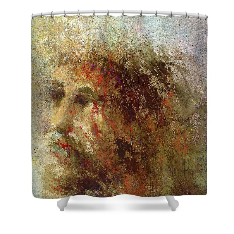 Religious Shower Curtain featuring the painting The Lamb by Andrew King