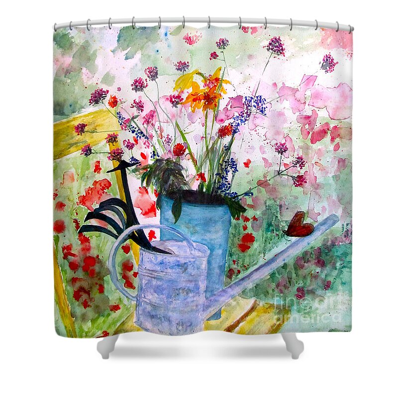 Butterfly Shower Curtain featuring the painting The Magical by Beth Saffer