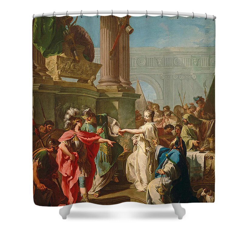Giambattista Pittoni Shower Curtain featuring the painting The Sacrifice of Polyxena by Giambattista Pittoni