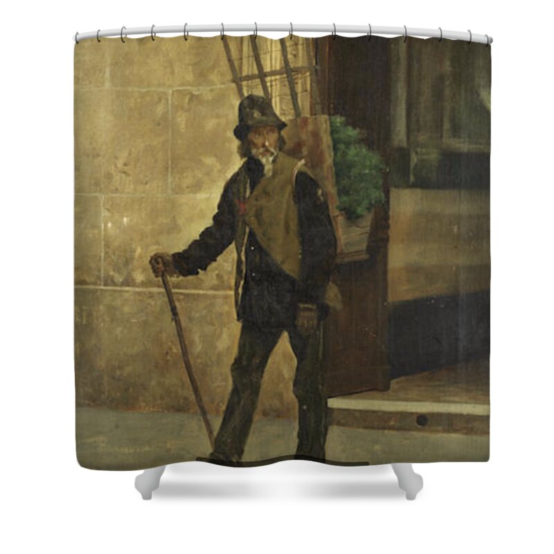 Pedro Lira (chilean Shower Curtain featuring the painting The Watercress Seller by Pedro Lira