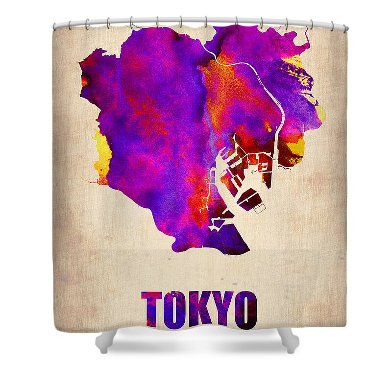 Tokyo Shower Curtain featuring the painting Tokyo Watercolor Map 2 by Naxart Studio