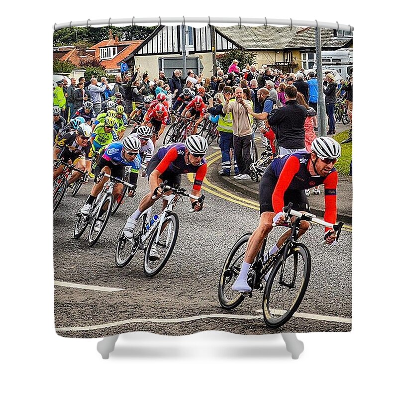 Bikes Shower Curtain featuring the photograph Tour of Britain 2015 - Cycling Bradley Wiggins by Stew Lamb