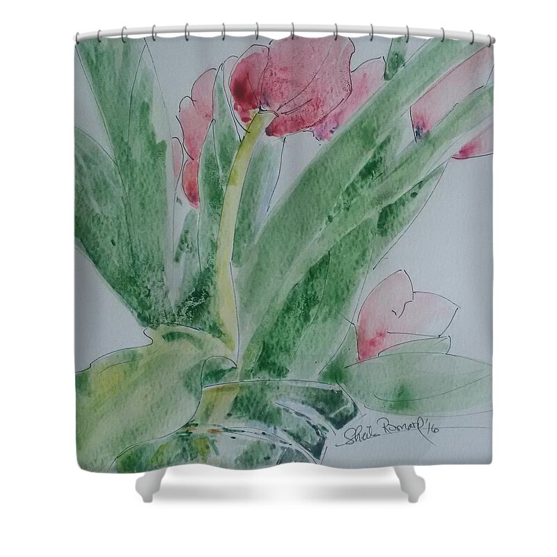 Tulips Shower Curtain featuring the painting Tulips by Sheila Romard
