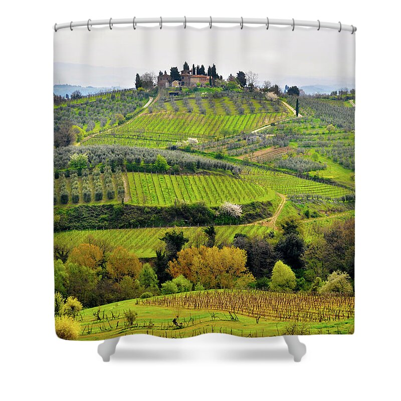 Tuscany Shower Curtain featuring the photograph Tuscany landscape #1 by Dutourdumonde Photography