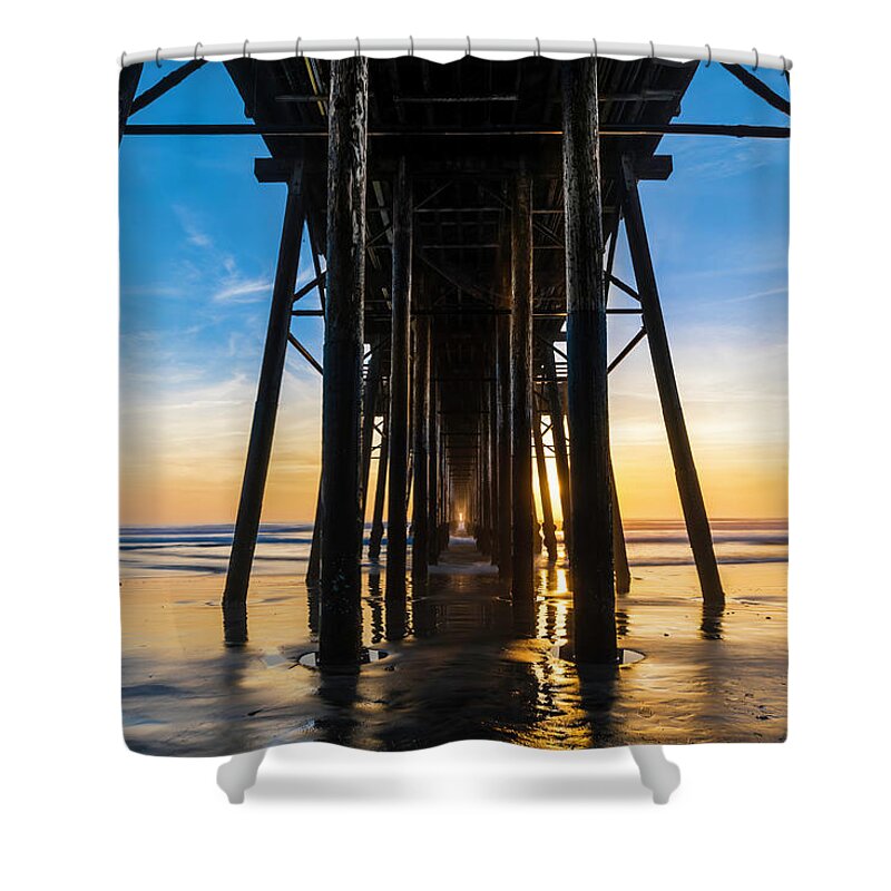 Oceanside Pier Shower Curtain featuring the photograph Under the Oceanside Pier by Larry Marshall