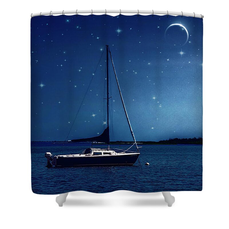Sailboat Shower Curtain featuring the photograph Under The Stars by Cathy Kovarik