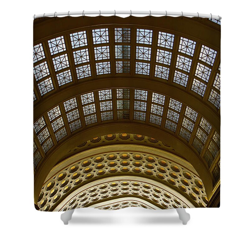 Washington Shower Curtain featuring the photograph Union Station DC #1 by KG Thienemann