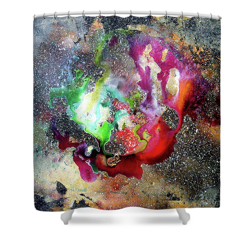 Cosmos Shower Curtain featuring the painting Universe #1 by Lisa Lipsett