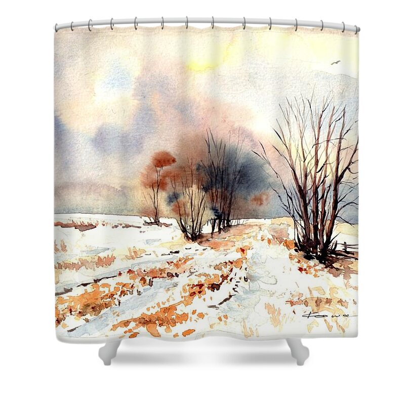 Village Shower Curtain featuring the painting Village Scene IV by Suzann Sines