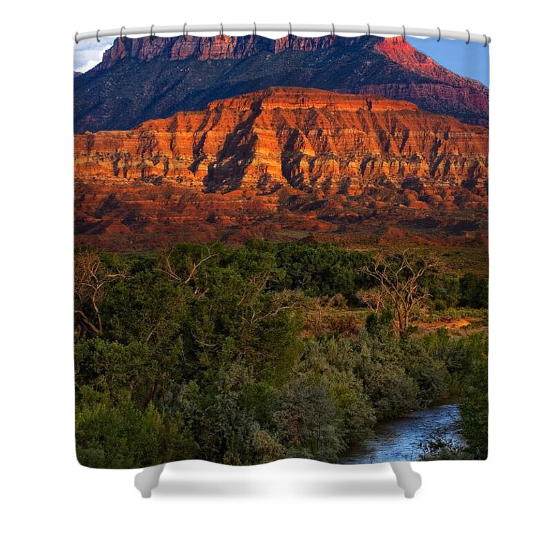 Zion National Park Shower Curtain featuring the photograph Virgin River near Zion National Park #1 by Douglas Pulsipher