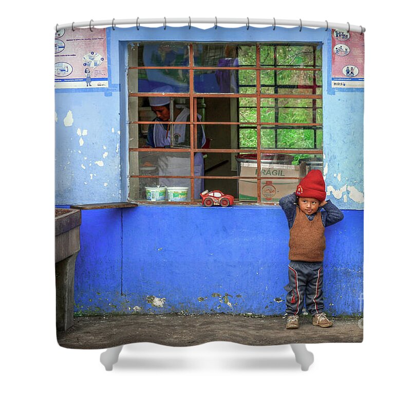 Peru Shower Curtain featuring the photograph Waiting for mom #1 by David Meznarich