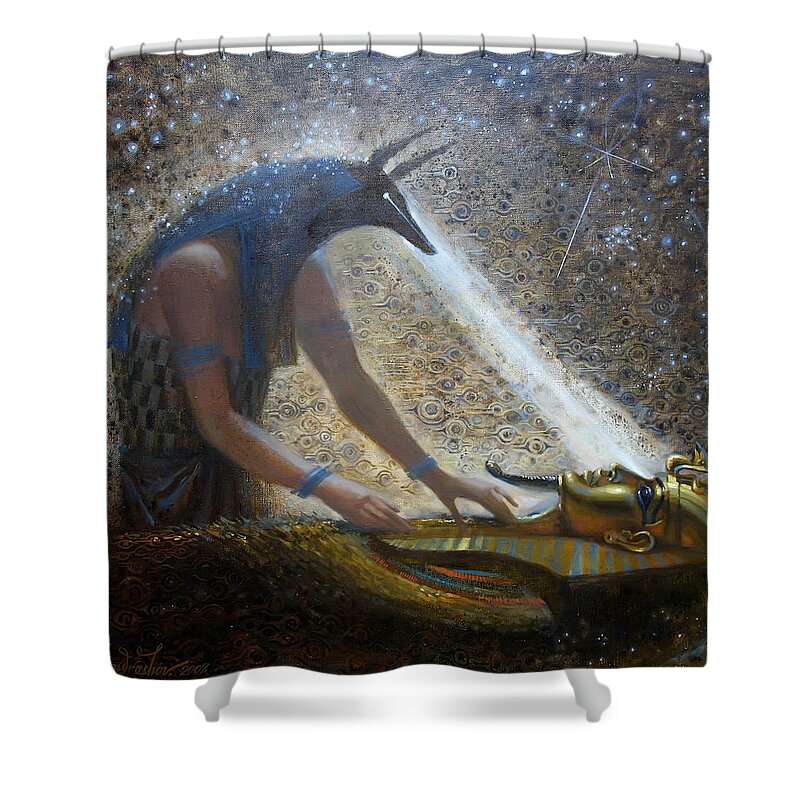 Egypt Shower Curtain featuring the painting Wake Up by Valentina Kondrashova