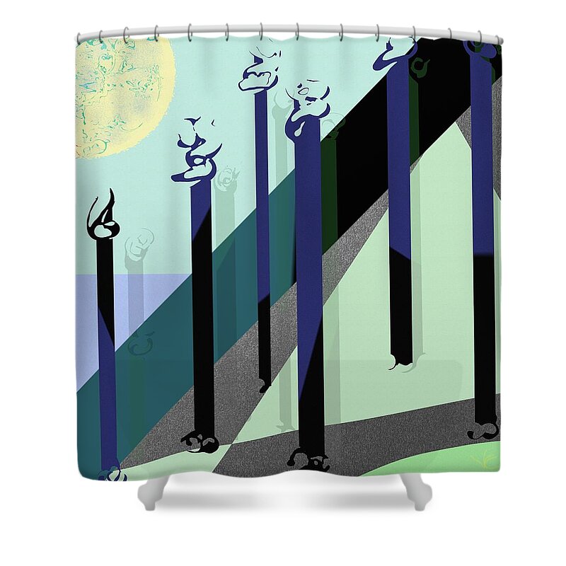 Victor Shelley Shower Curtain featuring the digital art Watchers #1 by Victor Shelley
