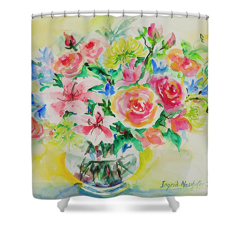 Flowers Shower Curtain featuring the painting Watercolor Series 203 #1 by Ingrid Dohm