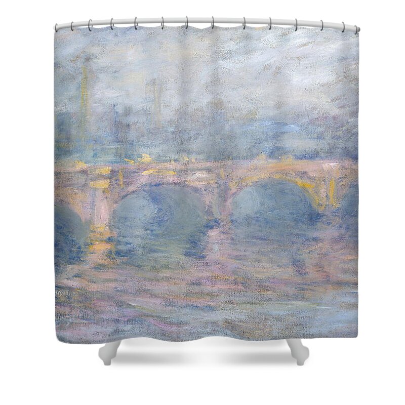 Waterloo Shower Curtain featuring the painting Waterloo Bridge London at Sunset by Claude Monet