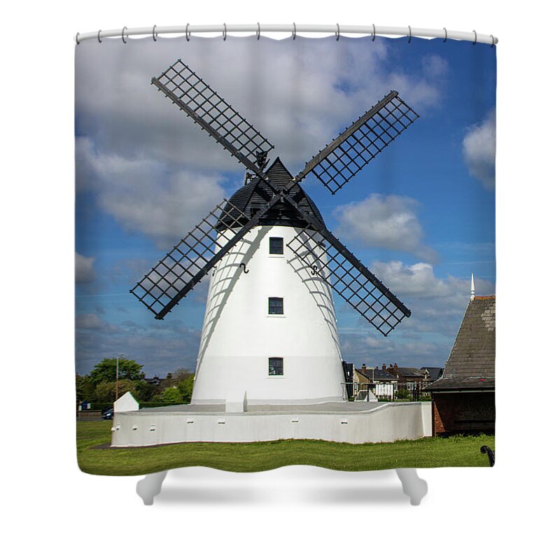 Windmill Shower Curtain featuring the photograph Lytham Windmill on Lytham Green by Doc Braham