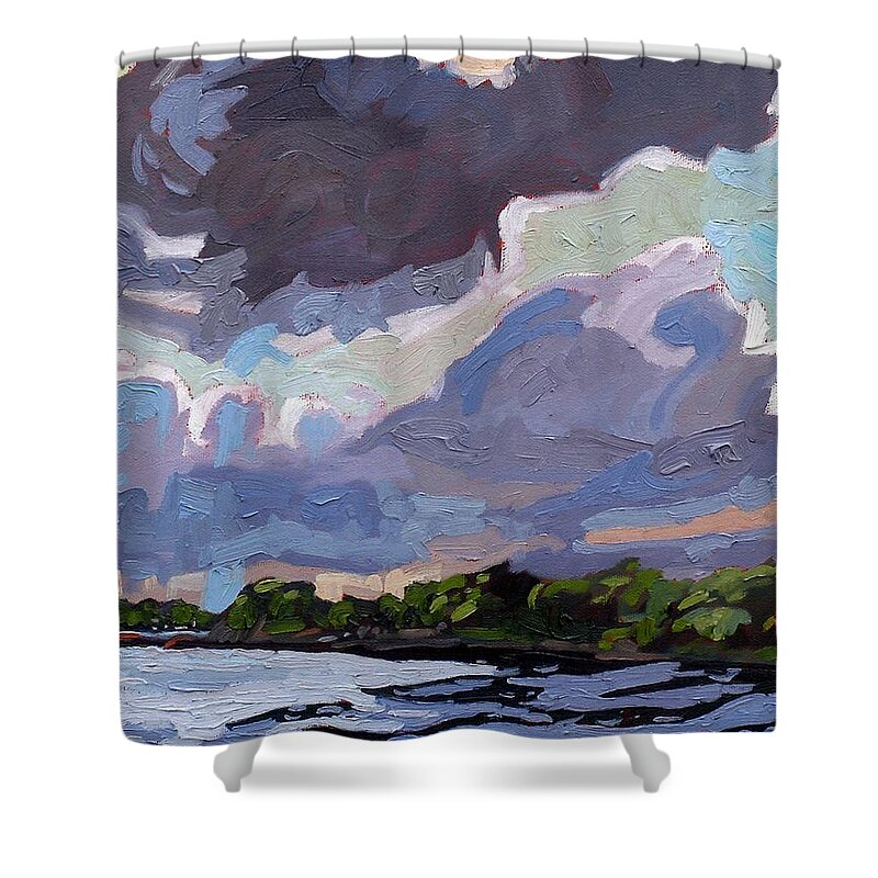 Tower Shower Curtain featuring the painting Windy Day #1 by Phil Chadwick