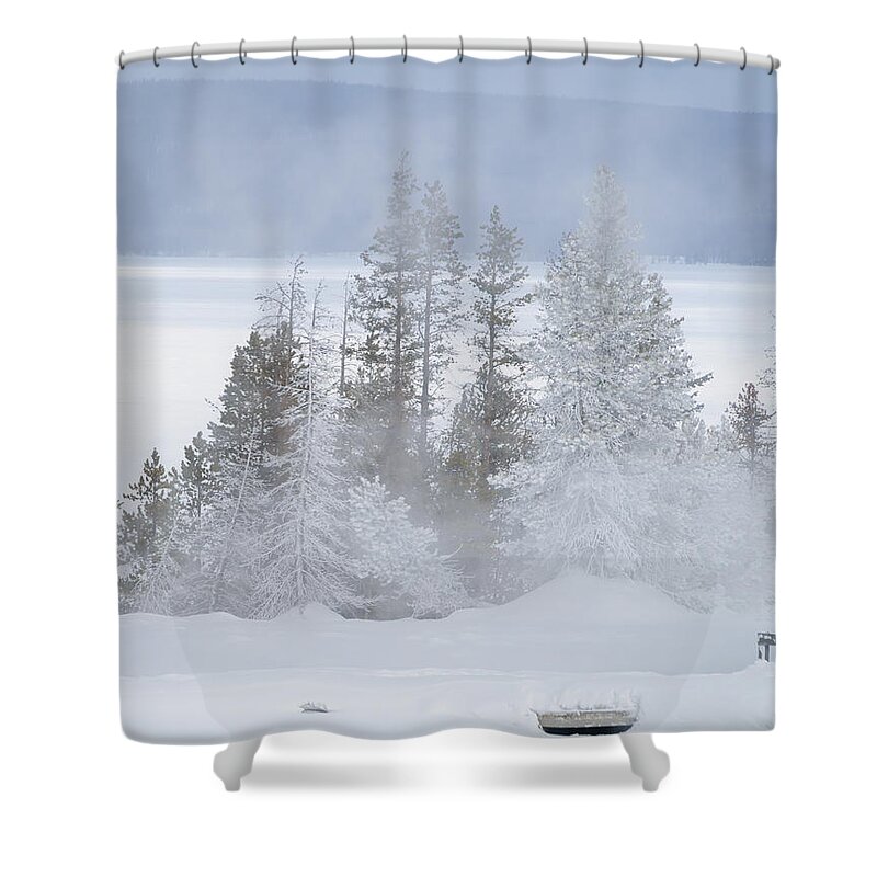 Winter Shower Curtain featuring the photograph Winter in Yellowstone #1 by Roberta Kayne