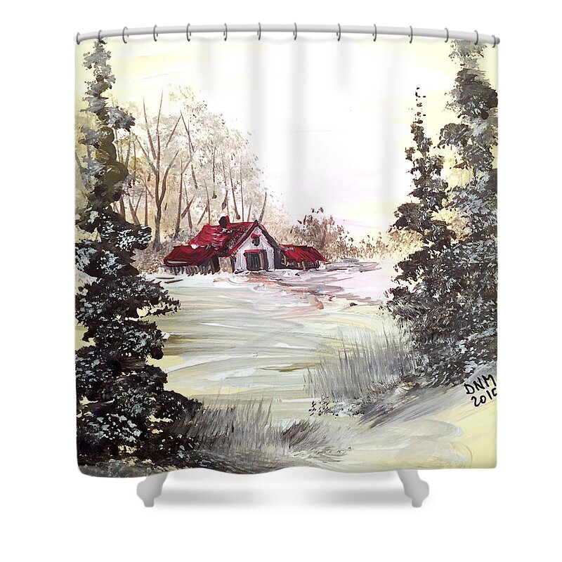 Winter Shower Curtain featuring the painting Winter Landscape #1 by Dorothy Maier